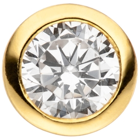Anhänger rund 6,5mm mit Zirkonia weiß 925 Silber vergoldet Halsschmuck Damen