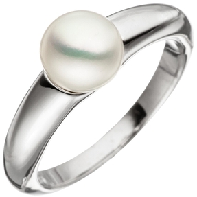 Ring Damenring mit weißer Süßwasser Perle 7-7,5mm Perlenring aus 925 Silber Ring Damenring mit weißer Süßwasser Perle 7-7,5mm Perlenring aus 925 Silber