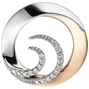 Anhänger mit 16 Diamanten Brillanten 585 Gold Weißgold & Rotgold bicolor rund Anhänger mit 16 Diamanten Brillanten 585 Gold Weißgold & Rotgold bicolor rund