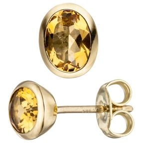 Paar Ohrstecker aus 585 Gold Gelbgold mit Citrin gelb oval Ohrschmuck Ohrringe Paar Ohrstecker aus 585 Gold Gelbgold mit Citrin gelb oval Ohrschmuck Ohrringe