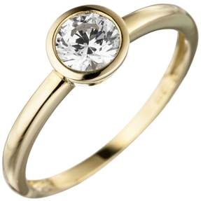 Ring Damenring aus 333 Gold Gelbgold mit Zirkonia weiß Fingerring Goldring Damen