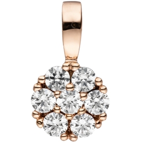 Anhänger aus 333 Gold Rotgold mit 7 Zirkonia weiß Halsschmuck Goldanhänger Damen