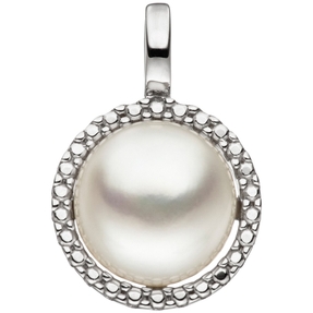 Anhänger mit Süßwasser Perle weiß 333 Gold Weißgold Halsschmuck für Damen