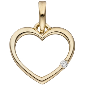 Anhänger Herz mit Diamant Brillant 333 Gold Gelbgold Herzanhänger Halsschmuck