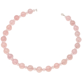Kette Collier aus Rosenquarz Kugelkette Edelsteine zart rose 925 Silber 48cm