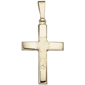 Anhänger Kreuz 26,6mmx16,4mm aus 585 Gold Gelbgold teilgehämmert Goldkreuz Anhänger Kreuz 26,6mmx16,4mm aus 585 Gold Gelbgold teilgehämmert Goldkreuz