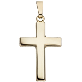 Anhänger Kreuz 23,1x14mm aus 585 Gold Gelbgold Goldkreuz schlicht glänzend
