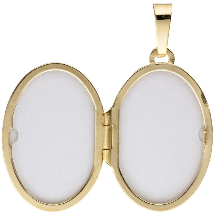 Medaillon für 2 Fotos aus 585 Gelbgold oval matt