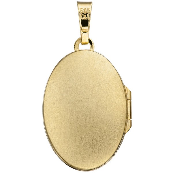Medaillon für 2 Fotos aus 585 Gelbgold oval matt