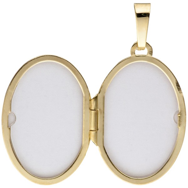 Medaillon für 2 Fotos aus 585 Gelbgold oval matt