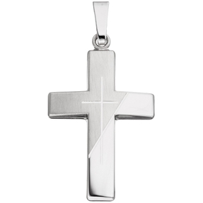 Anhänger Kreuz im Kreuz 30,8x18,7mm aus 925 Silber matt-glänzend Halsschmuck