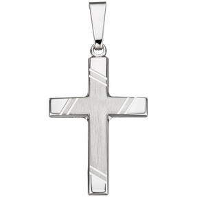 Anhänger Kreuz 26,6x16,4mm aus 925 Silber teilmattiert Silberkreuz Halsschmuck