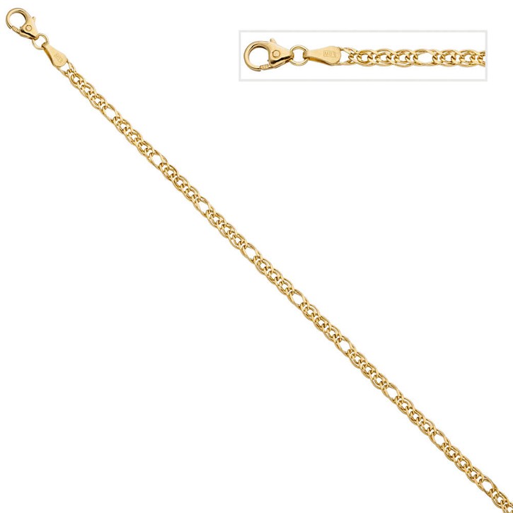 3mm Zwillings-Panzerarmband aus 585 Gelbgold 19cm