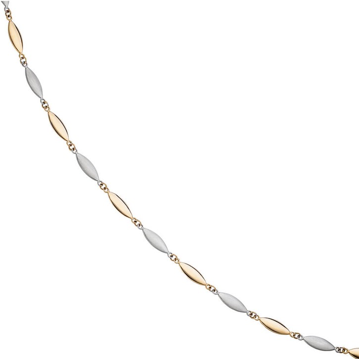 5,5mm Kette spitzoval 585 Gelbgold und Weißgold 45cm