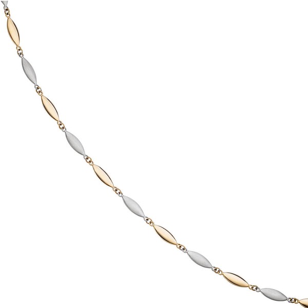 5,5mm Kette spitzoval 585 Gelbgold und Weißgold 45cm