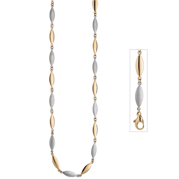 5,5mm Kette spitzoval 585 Gelbgold und Weißgold 45cm