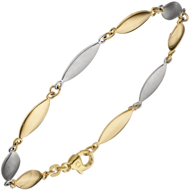 5,5mm Armband aus 585 Gelbgold und Weißgold 19,5cm