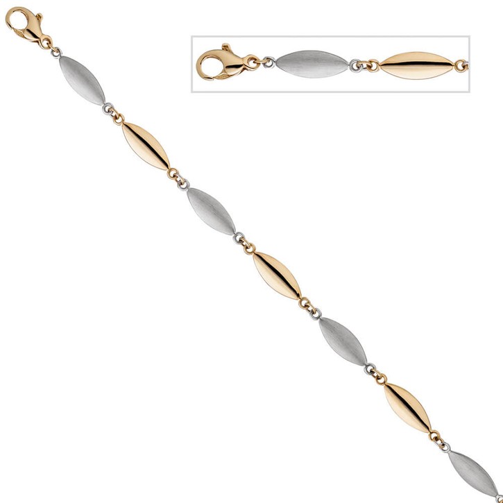 5,5mm Armband aus 585 Gelbgold und Weißgold 19,5cm