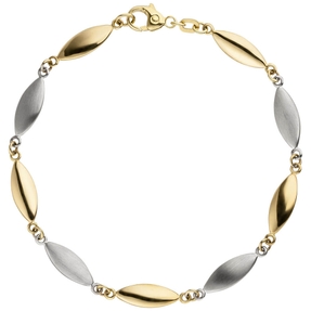 5,5mm Armband Armschmuck spitzoval 585 Gold Gelbgold Weißgold teilmatt 19,5cm