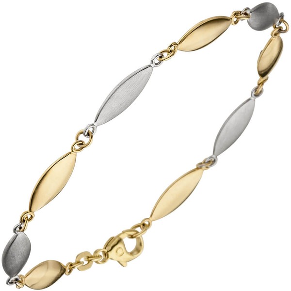5,5mm Armband aus 585 Gelbgold und Weißgold 19,5cm