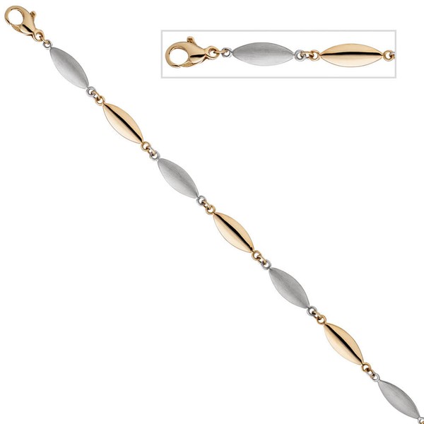 5,5mm Armband aus 585 Gelbgold und Weißgold 19,5cm