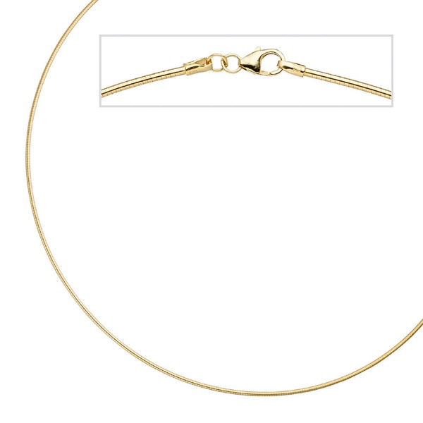 1,5mm Halsreif aus 925 Silber gelbgold 45cm