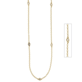 Kette Collier Halskette aus 925 Silber vergoldet mit 7 Zirkonia weiß 42-47cm