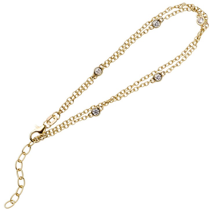 Armband 2-reihig 925 Silber vergoldet 18-21cm