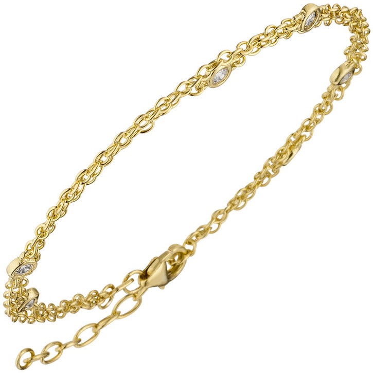 Armband 2-reihig 925 Silber vergoldet 18-21cm