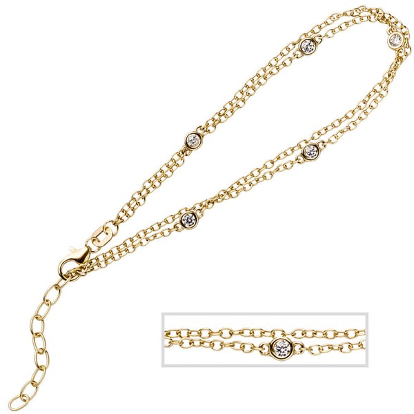 Armband 2-reihig 925 Silber vergoldet 18-21cm