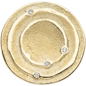 Anhänger mit 4 Diamanten Brillanten 585 Gold Gelbgold matt Goldanhänger rund