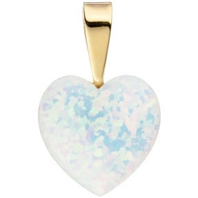 Anhänger Herz aus Opal & 333 Gold Gelbgold Herzanhänger Goldanhänger für Damen Anhänger Herz aus Opal & 333 Gold Gelbgold Herzanhänger Goldanhänger für Damen