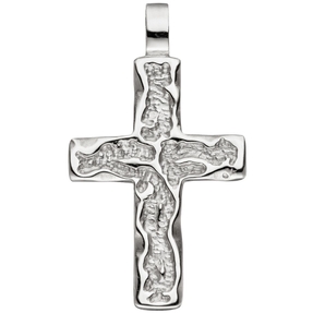 Anhänger Kreuz gehämmert aus 925 Sterling Silber Kreuzanhänger Silberkreuz
