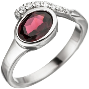 Ring Damenring mit Granat rot oval & Zirkonia weiß 925 Silber Fingerschmuck Ring Damenring mit Granat rot oval & Zirkonia weiß 925 Silber Fingerschmuck
