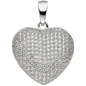 Anhänger Herz mit Zirkonia weiß 925 Silber Halsschmuck Silberanhänger