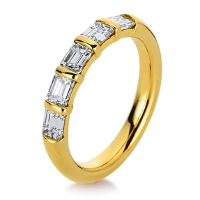 Ring aus 750 Gelbgold 5 Diamanten Smaragd-Schliff 1,24ct TW-VSI/SI B:3,7mm