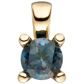 Solitär Anhänger aus Blautopas blau London Blue 585 Gold Gelbgold Topasanhänger Solitär Anhänger aus Blautopas blau London Blue 585 Gold Gelbgold Topasanhänger