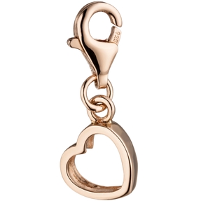 Einhänger Herz Charm Anhänger für Bettelarmband 925 Silber rotgold vergoldet
