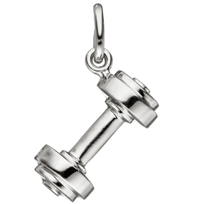 Anhänger Hantel aus echtem 925 Silber Sterlingsilber Silberanhänger rhodiniert