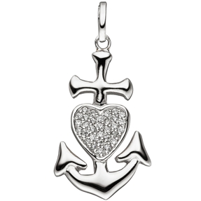 Anhänger Glaube Liebe Hoffnung mit weißen Zirkonia 925 Silber Silberanhänger