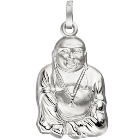 Anhänger Buddha aus echtem 925 Silber rhodiniert teilmattiert Silberanhänger