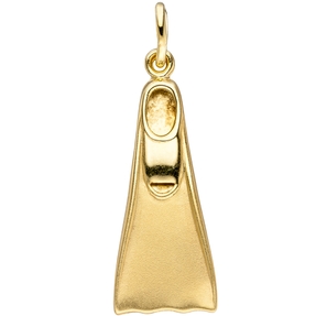 Pendant Fin Diving Fin Swimming Fin 333 Gold Yellow Gold Partially Matte Pendant Fin Diving Fin Swimming Fin 333 Gold Yellow Gold Partially Matte