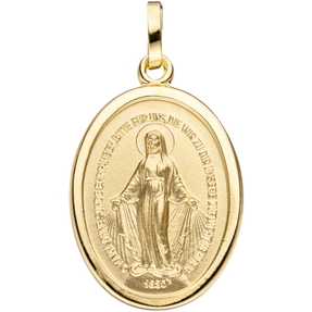 Anhänger Heilige Maria Milagrosa aus 333 Gold Gelbgold teilmattiert oval Anhänger Heilige Maria Milagrosa aus 333 Gold Gelbgold teilmattiert oval