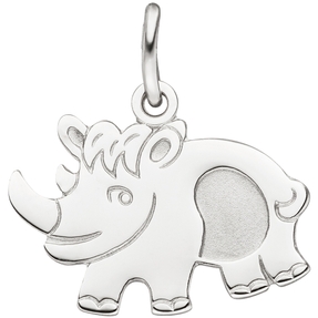 Anhänger Nashorn aus echtem 925 Silber rhodiniert Kinderanhänger Halsschmuck Anhänger Nashorn aus echtem 925 Silber rhodiniert Kinderanhänger Halsschmuck