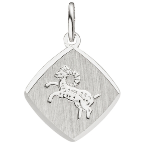Anhänger Sternzeichen Widder aus 925 Silber Rhombus teilmattiert rhodiniert