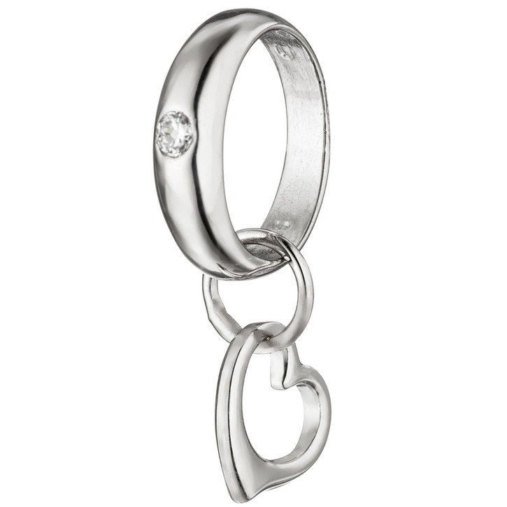 Anhänger Taufring mit Herz Zirkonia 925 Silber