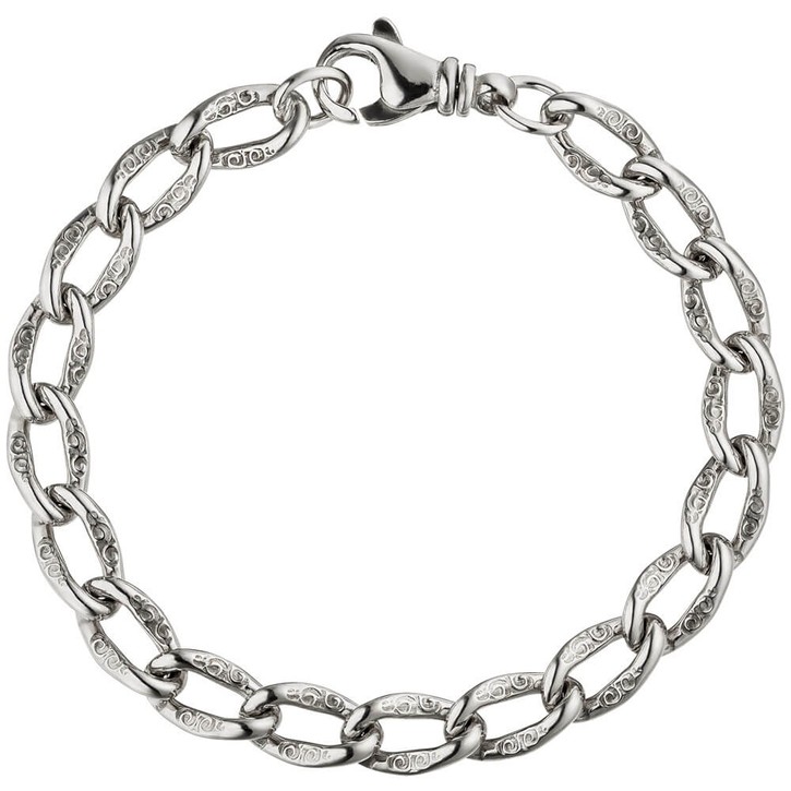 Lang-Panzerarmband mit Struktur 925 Silber 19cm