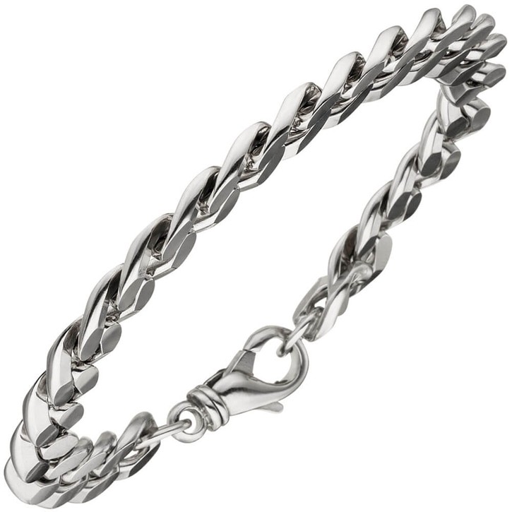 11,4mm Panzerarmband diamantiert 925 Silber 23cm