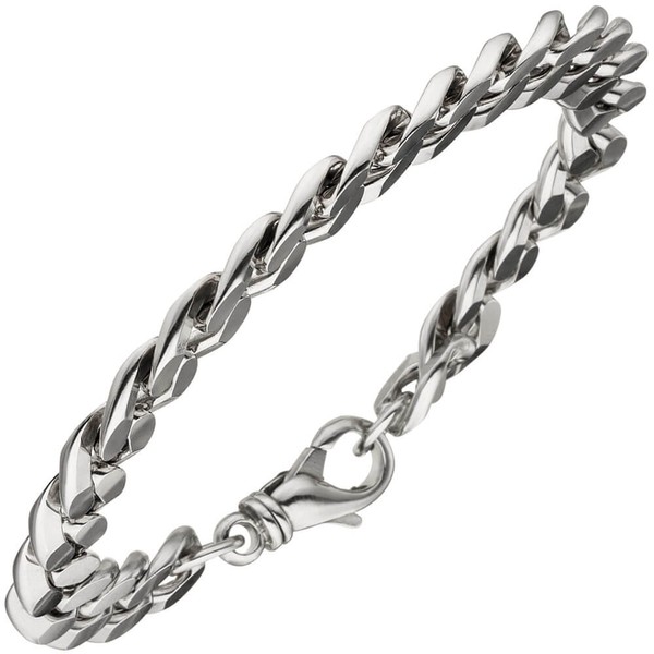 11,4mm Panzerarmband diamantiert 925 Silber 23cm