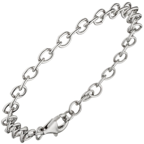 5,7mm Ringel Armband Rundankerarmband aus echtem 925 Silber rhodiniert 19cm